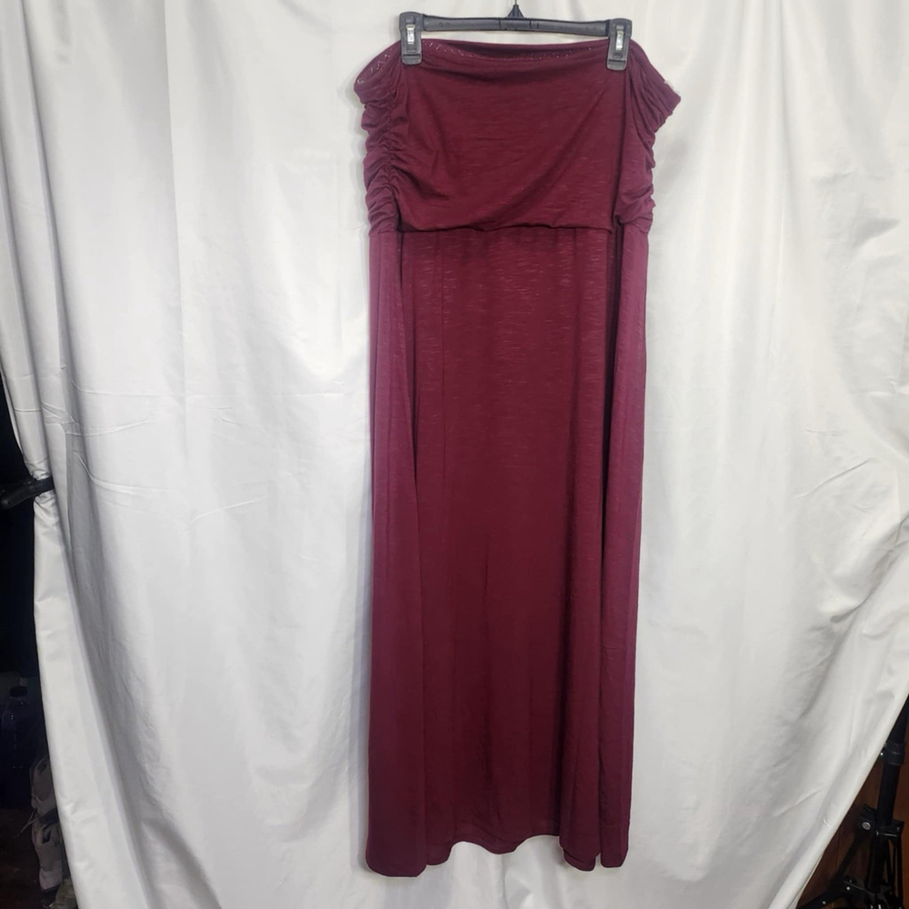 J. Jill Women's Long Dress Strapless Maroon Stretch Casual Boho WeddingS Sz 3XL - Picture 2 of 11
